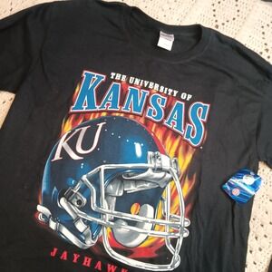 NWT University of Kansas‎ Jayhawks T Shirt Mens L Long Sleeve Shirt Football 🏈